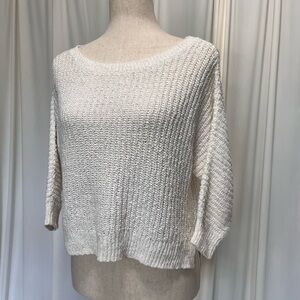 Hollister Cream Knit Cropped Pullover Sweater